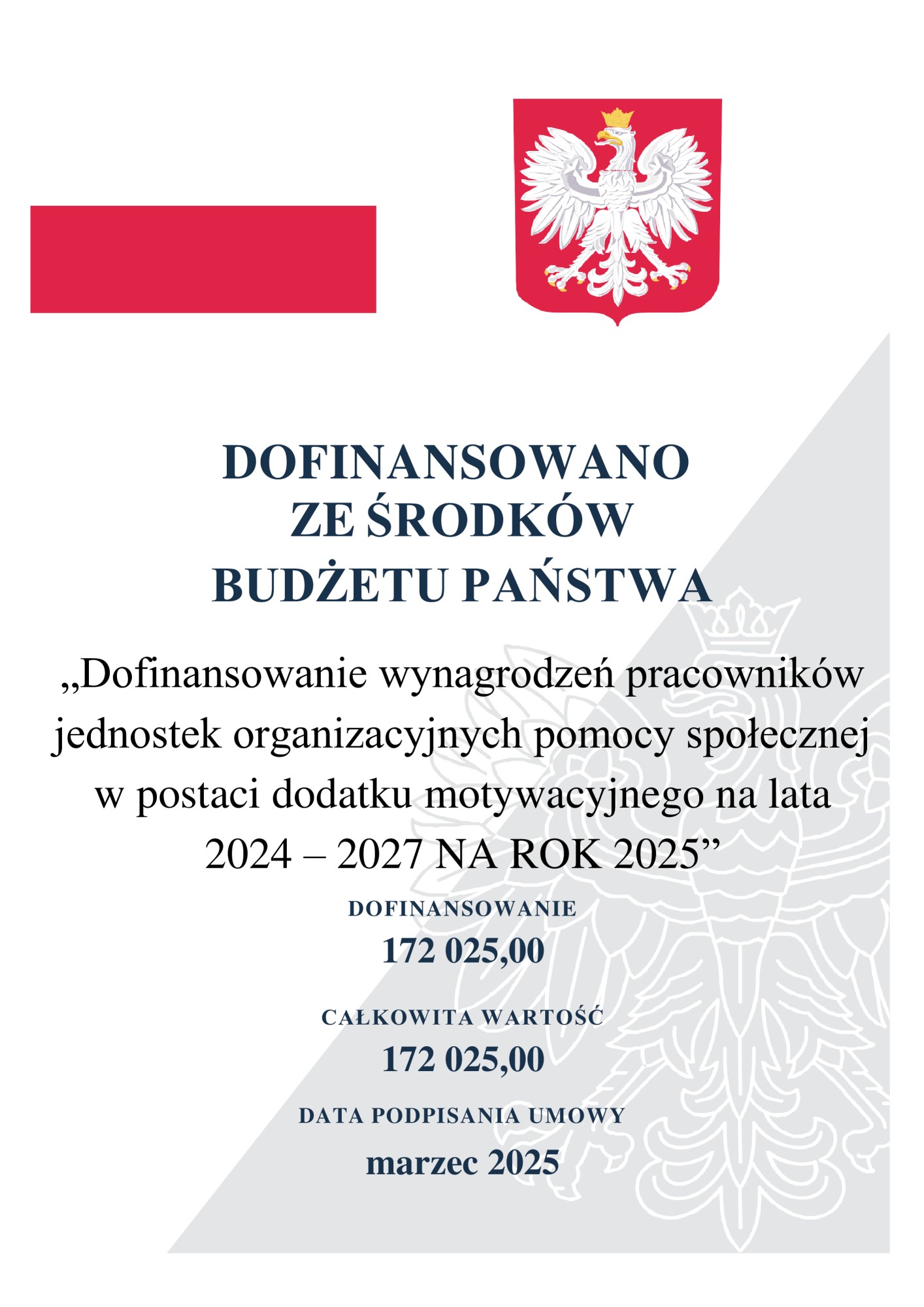plakat dofinansowanie wynagrodzeń pracowników jednostek pomocy społecznej
